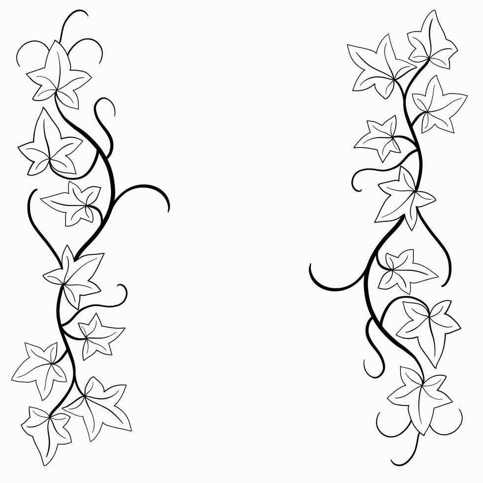 Blumenefeu, der flaches Design der dekorativen Verzierung zeichnet. vektor