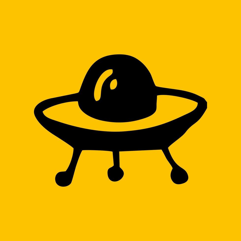editierbar UFO Symbol mit Gelb Hintergrund vektor