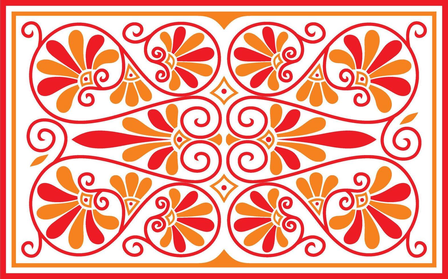rot und Orange farbig Platz Ornament von uralt Griechenland. klassisch Fliese Muster von das römisch Reich vektor