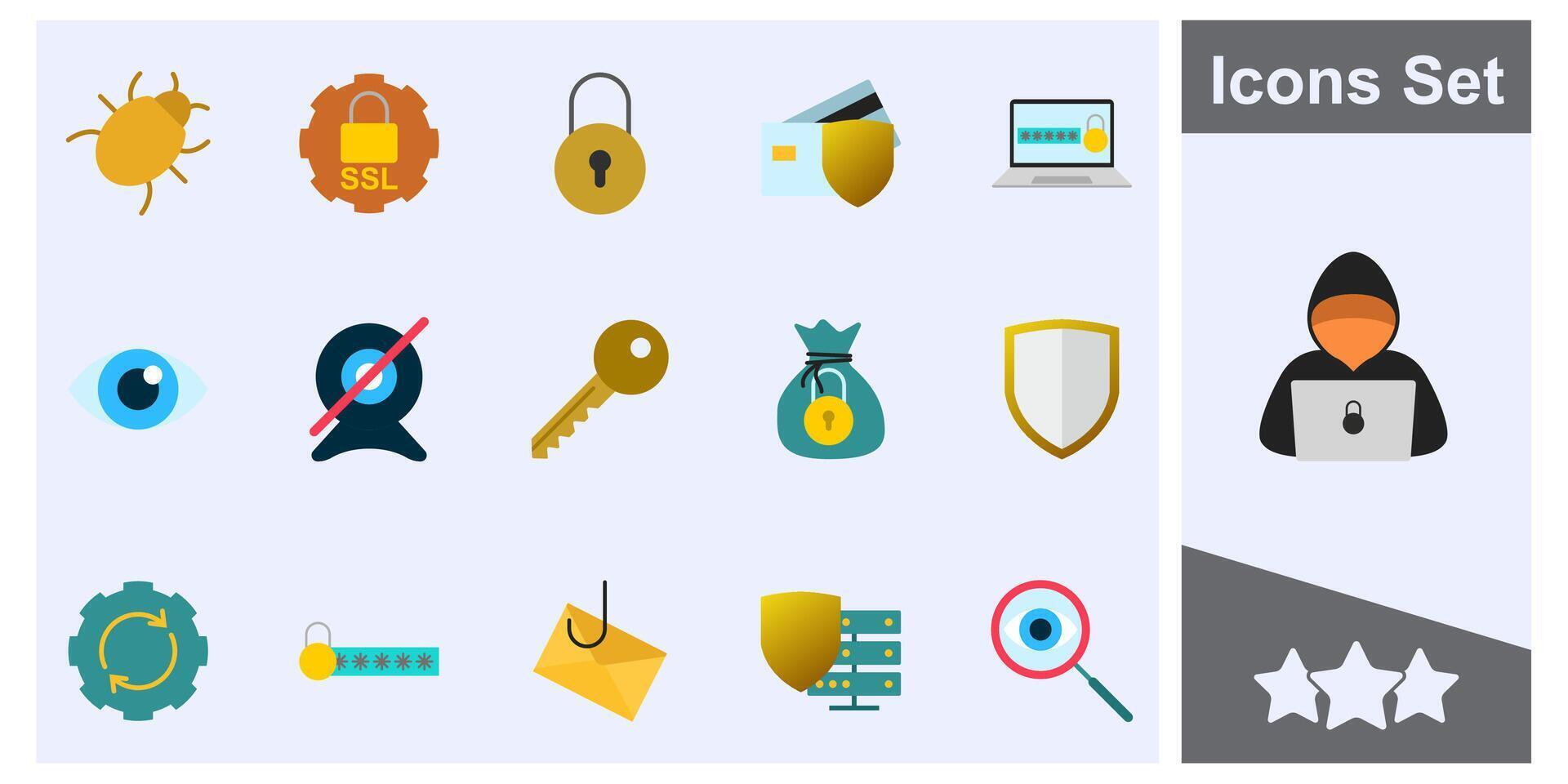 säkerhet, säkerhet, skydd ikon uppsättning symbol samling, logotyp isolerat illustration vektor