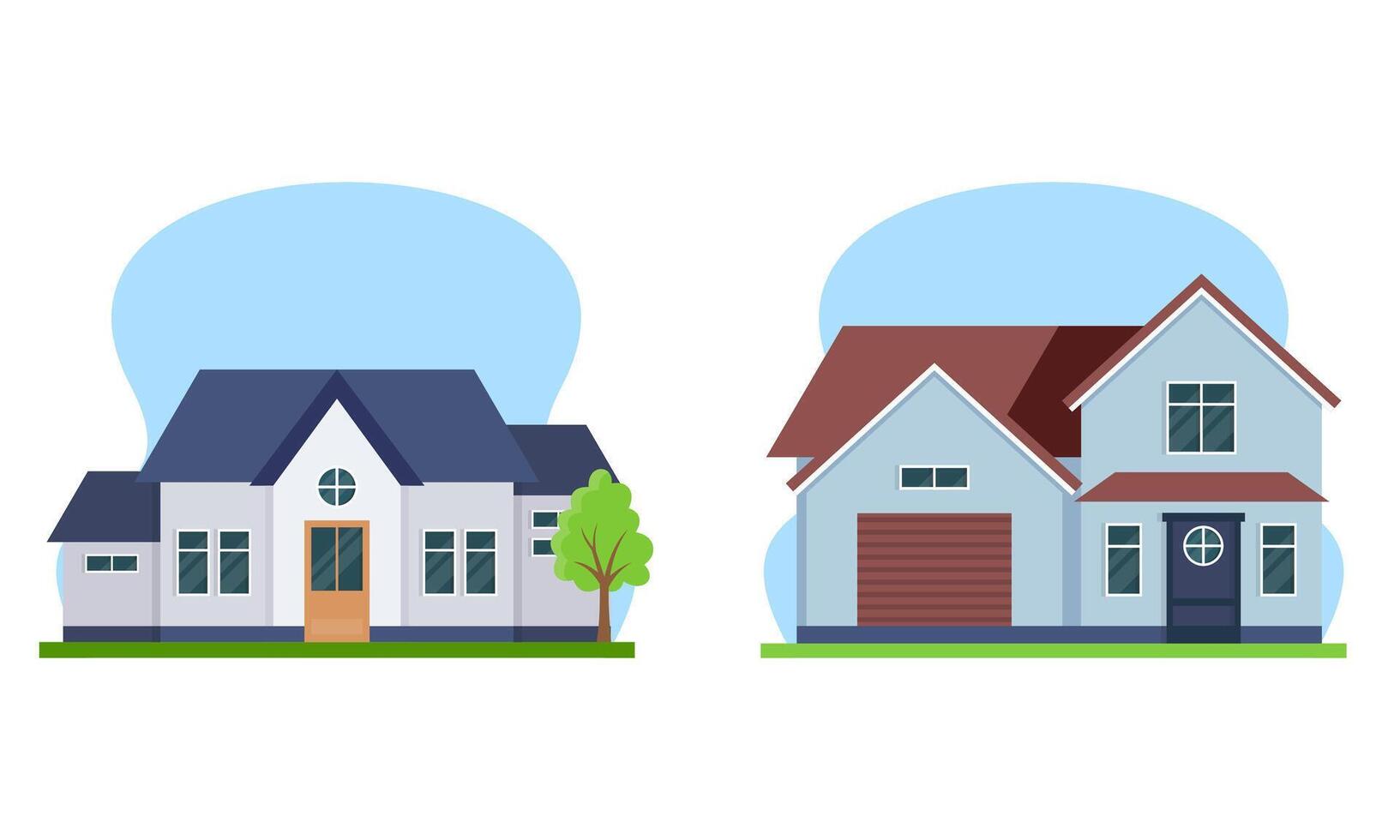 bostads- hus med trädgårdar färgrik logotyp vektor