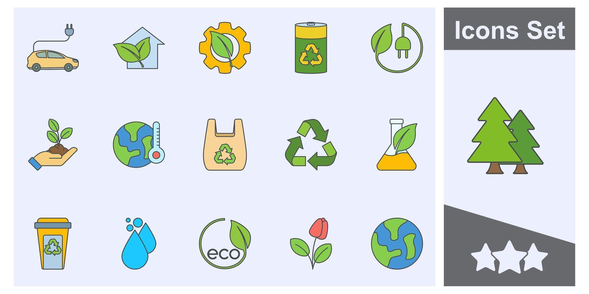 Ökologie, Öko freundlich, Umwelt Nachhaltigkeit Symbol einstellen Symbol Sammlung, Logo isoliert Illustration vektor