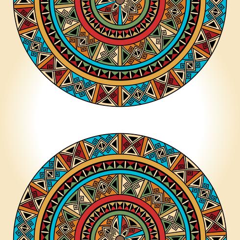 Ethnisches traditionelles buntes helles halbes rundes Muster auf beige Hintergrund vektor