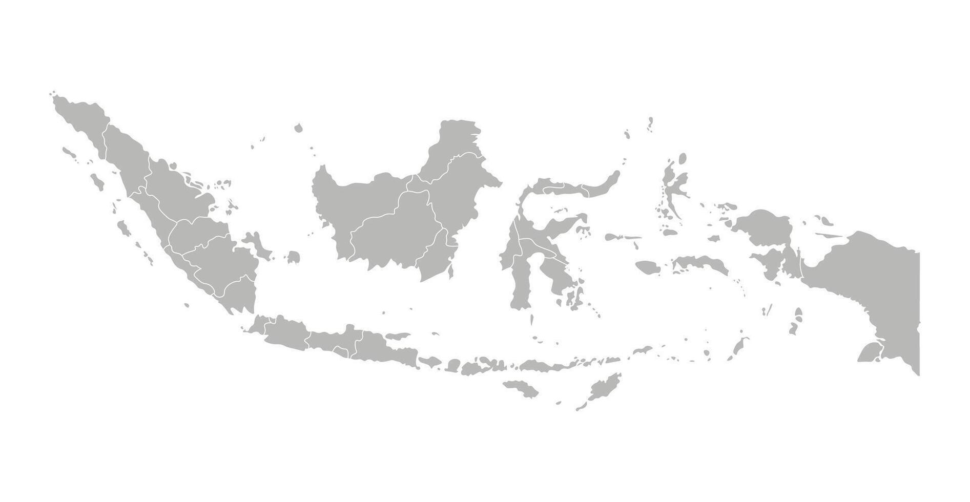 isolerat illustration av förenklad administrativ Karta av Indonesien. gränser av de provinser, regioner. grå silhuetter. vit översikt. vektor