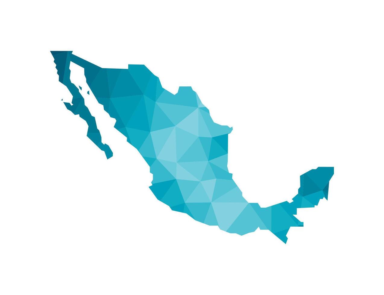 isolerat illustration ikon med förenklad blå silhuett av mexico Land Karta. polygonal geometrisk stil, triangel- former. vit bakgrund. vektor