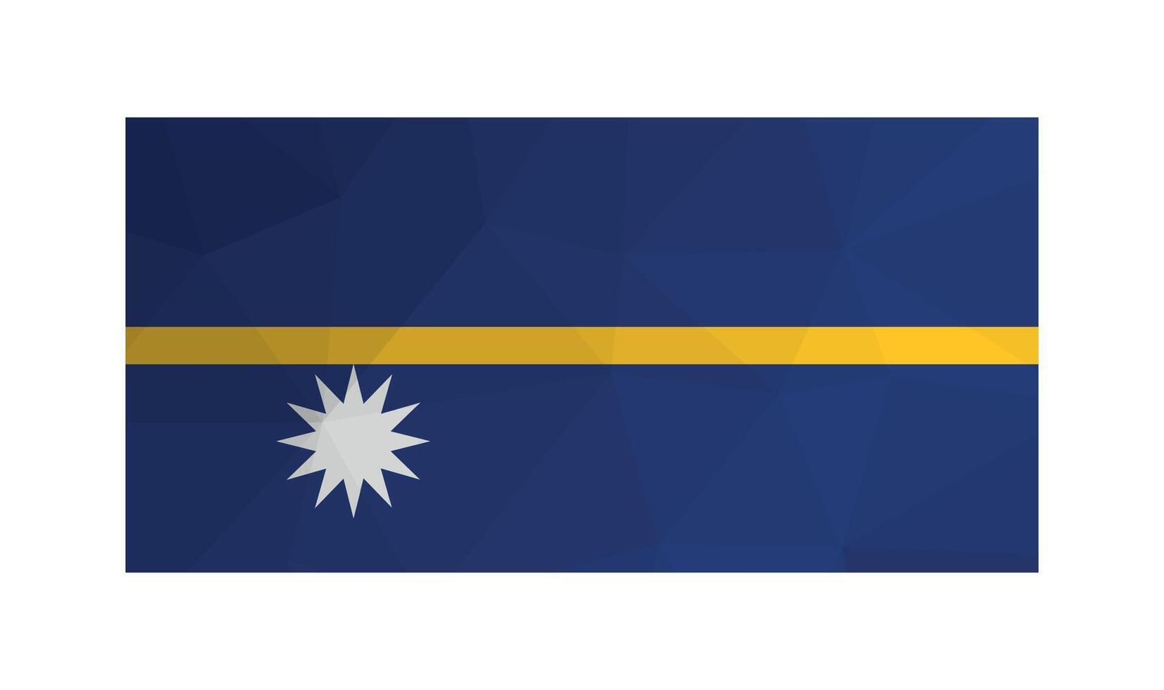 illustration. officiell symbol av nauru. nationell flagga med vit stjärna, gul rand på blå bakgrund. kreativ design i låg poly stil med triangel- former vektor