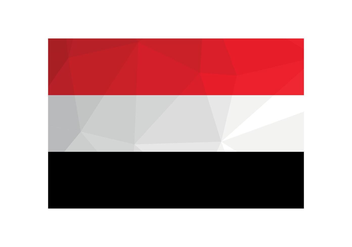 illustration. officiell symbol av jemen. nationell flagga med röd, vit, svart Ränder. kreativ design i låg poly stil med triangel- former. lutning effekt vektor