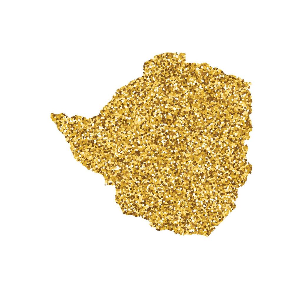 isoliert Illustration mit vereinfacht Zimbabwe Karte. dekoriert durch glänzend Gold funkeln Textur. Neu Jahr und Weihnachten Ferien Dekoration zum Gruß Karte. vektor