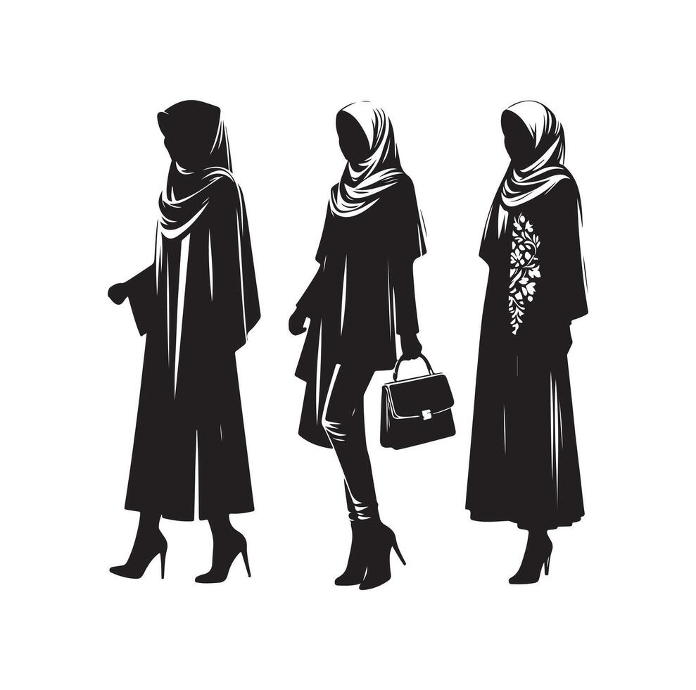 hijab stil mode stående illustration design vektor