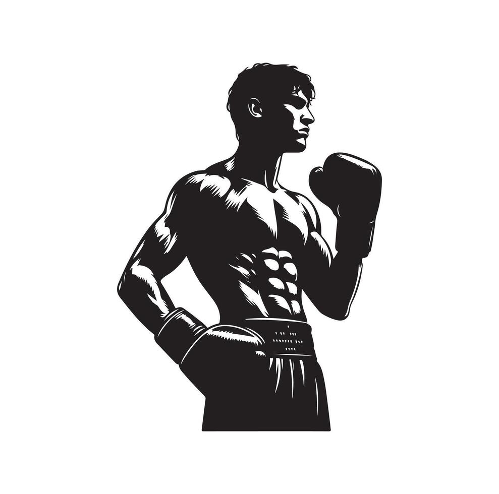 ein Boxer Stand mit Pose Silhouette Illustration vektor