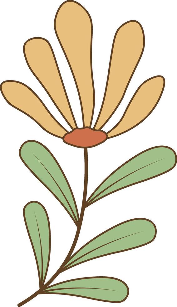 hand dragen blommig botanisk gren i minimalistisk stil. isolerat illustration på vit bakgrund vektor