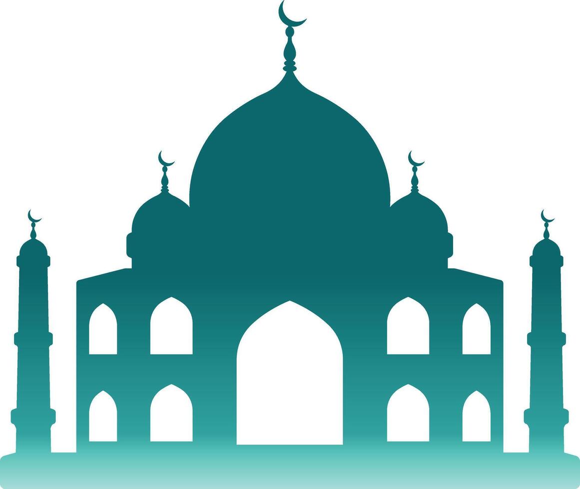 islamic moské silhuett med lutning Färg. isolerat illustration vektor