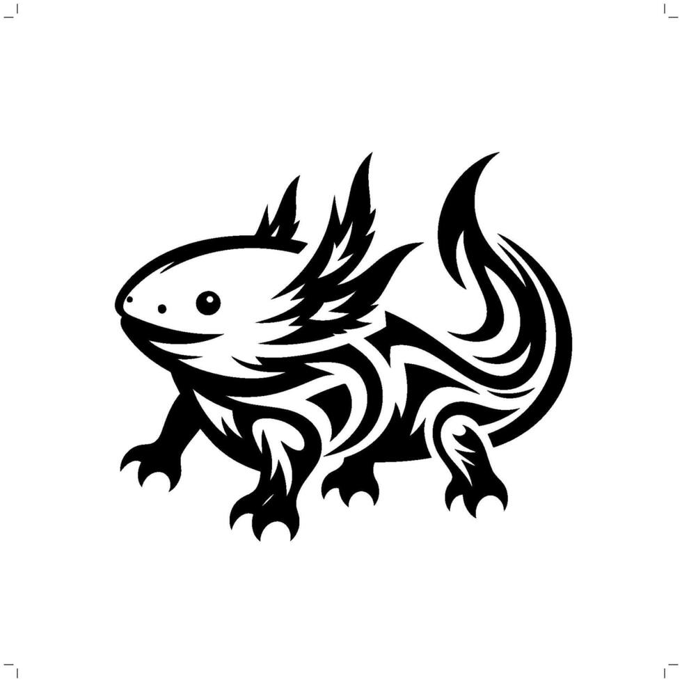 Axolotl im modern Stammes- Tätowierung, abstrakt Linie Kunst von Tiere, minimalistisch Kontur. vektor