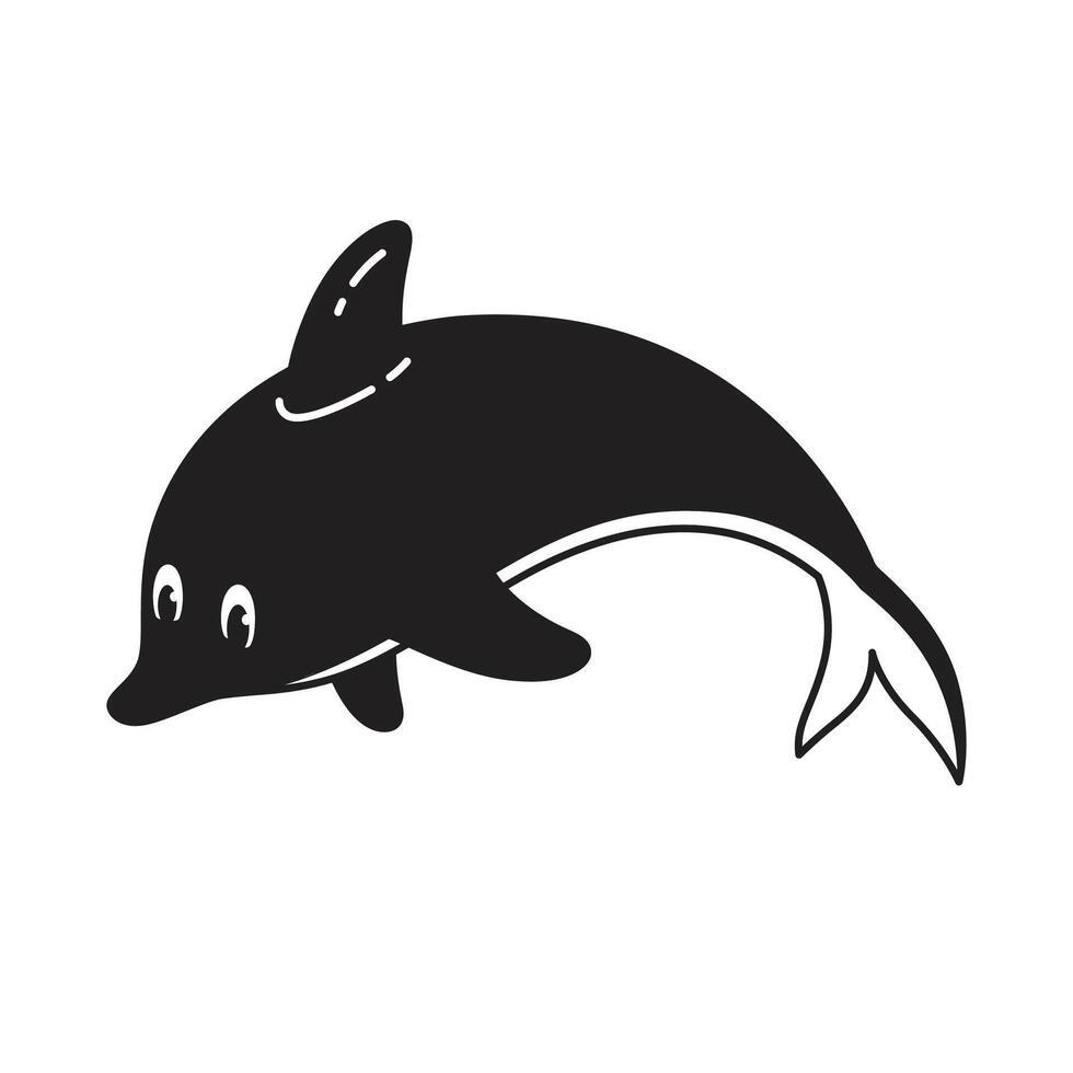 Delfin Fisch Symbol Hai Logo Wal Symbol Zeichen Charakter Karikatur Illustration Design vektor