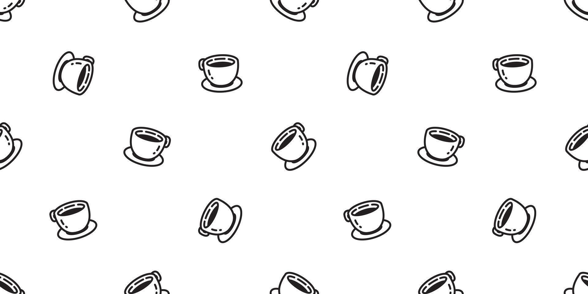 kaffe te kopp sömlös mönster te mjölk glas tecknad serie upprepa bakgrund scarf isolerat bricka tapet illustration klotter design vektor