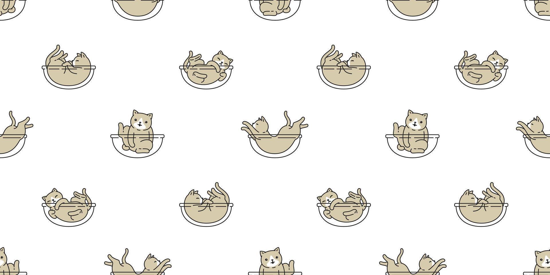 katt sömlös mönster kattunge kalikå ras sällskapsdjur scarf isolerat tecknad serie djur- upprepa tapet bricka bakgrund illustration klotter design vektor