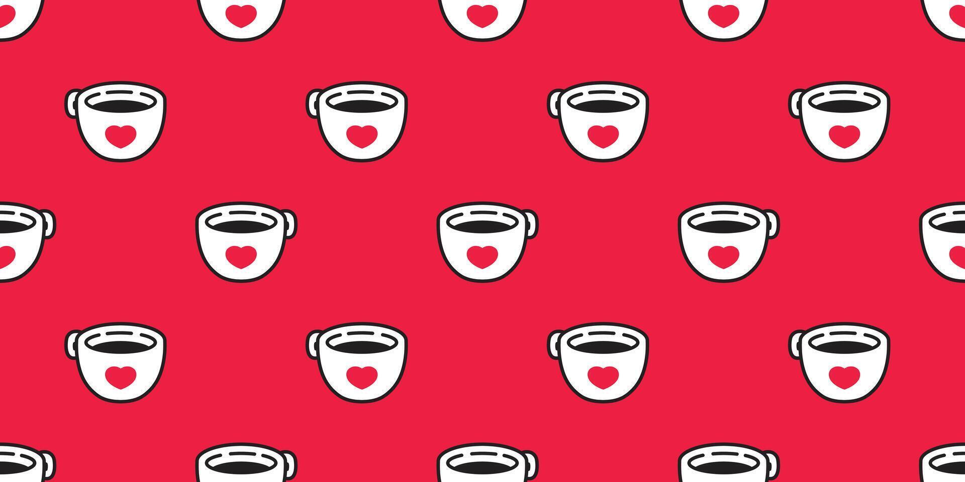 kaffe kopp sömlös mönster hjärta valentine te mjölk glas kalikå djur- sällskapsdjur scarf isolerat upprepa bakgrund tecknad serie bricka tapet illustration klotter design vektor