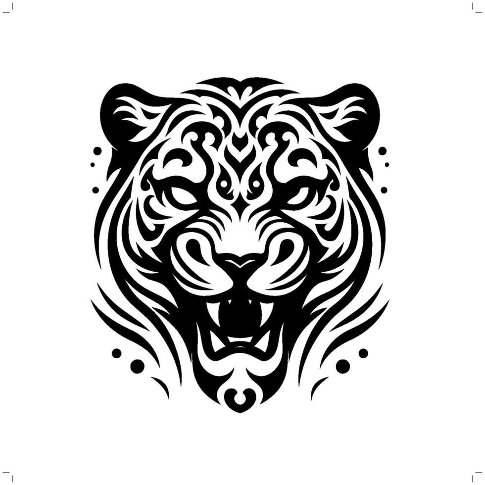 jaguar, snö leopard, panter i modern stam- tatuering, abstrakt linje konst av djur, minimalistisk kontur. vektor