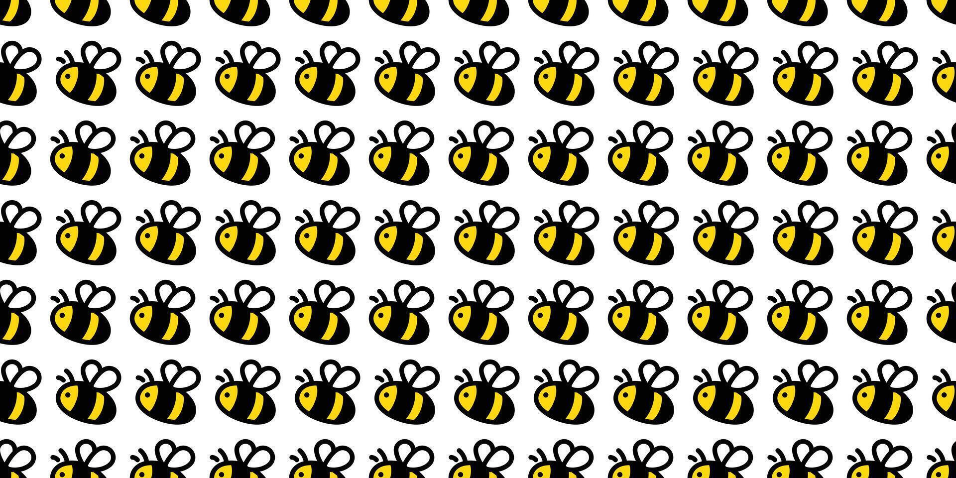 Honig Biene nahtlos Muster Bienenwabe Karikatur Fliese Hintergrund wiederholen Hintergrund Illustration Schal isoliert Gekritzel Textil- Design vektor