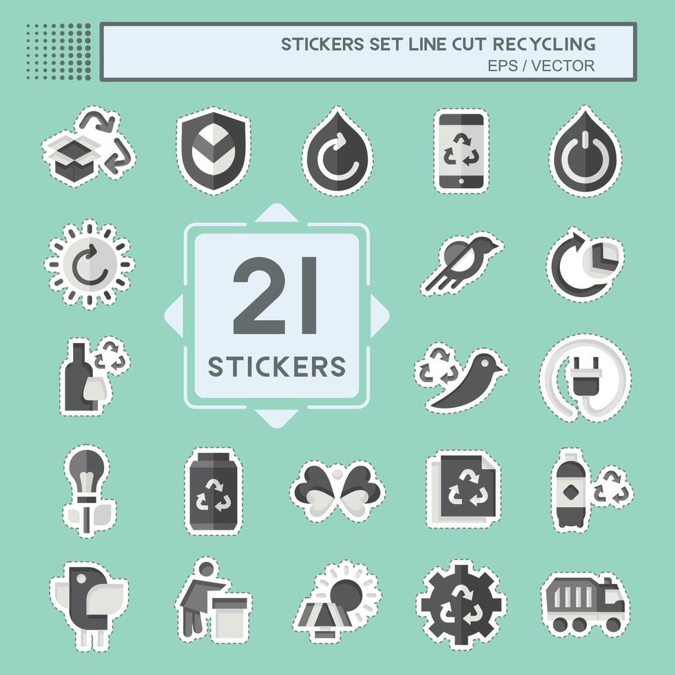 Aufkleber Linie Schnitt einstellen Recycling. verbunden zu Bildung Symbol. einfach Design Illustration vektor