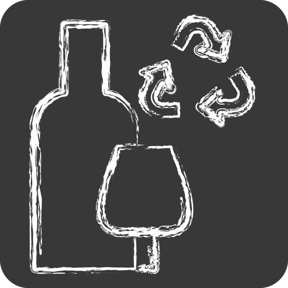 ikon glas återvinning. relaterad till återvinning symbol. krita stil. enkel design illustration vektor