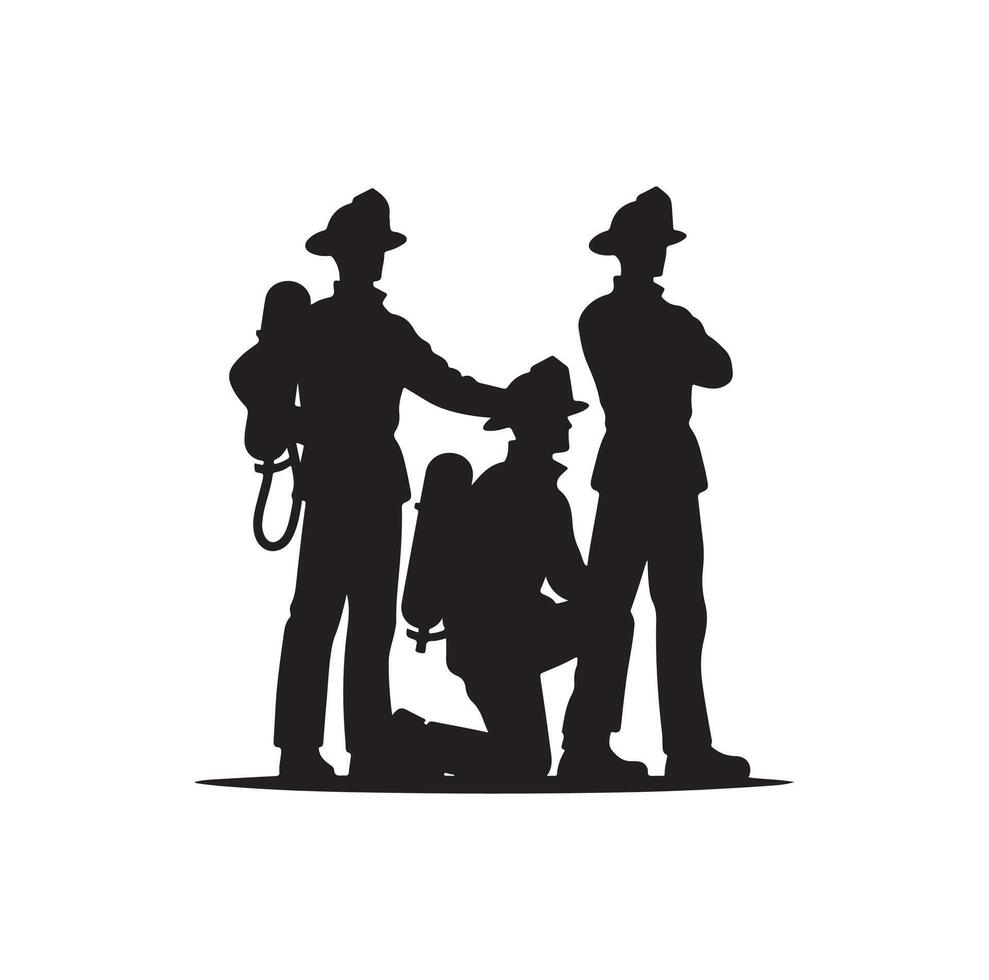 Feuerwehrleute Pose Silhouette Illustration vektor