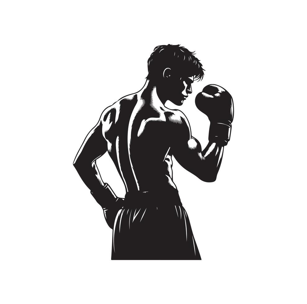 ein Boxer Stand mit Pose Silhouette Illustration vektor