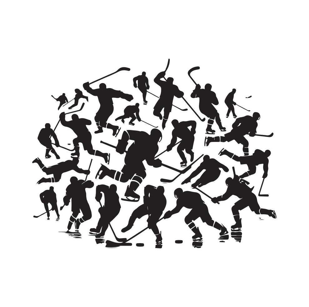 is hockey spelare silhuetter ikon logotyp illustration vektor