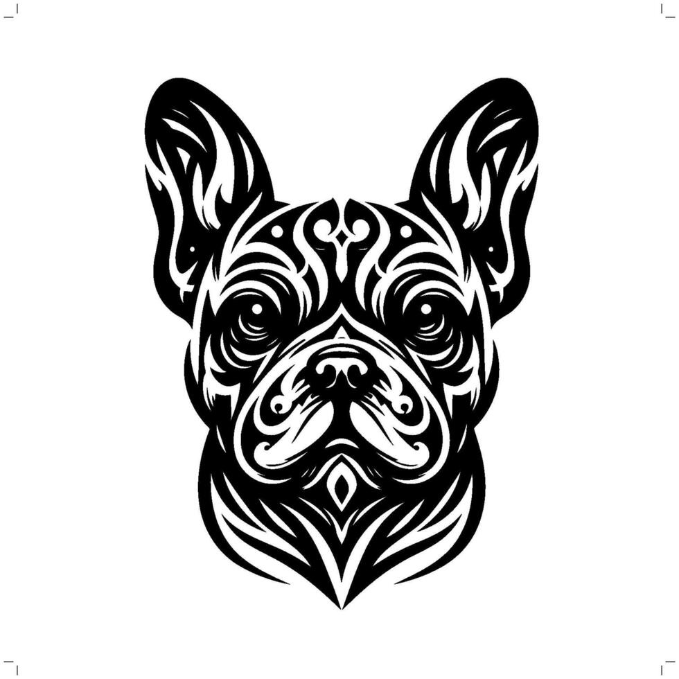 franska bulldogg i modern stam- tatuering, abstrakt linje konst av djur, minimalistisk kontur. vektor