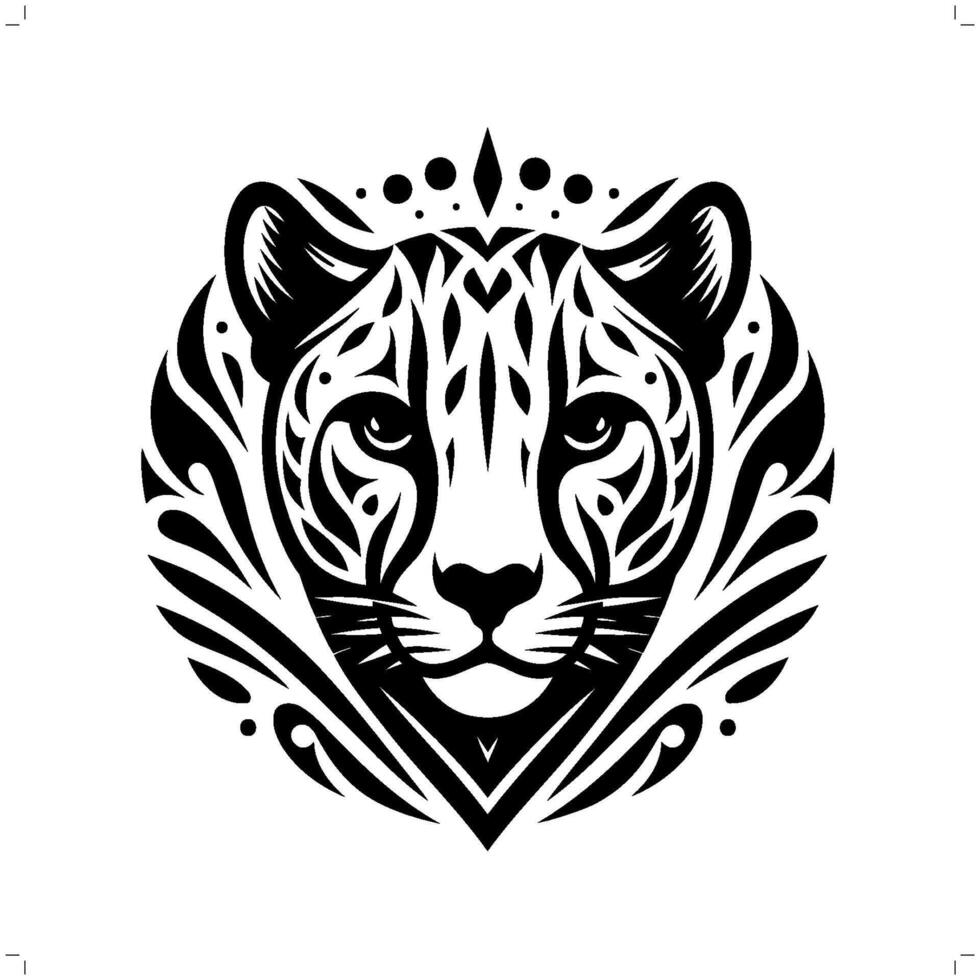 gepard i modern stam- tatuering, abstrakt linje konst av djur, minimalistisk kontur. vektor