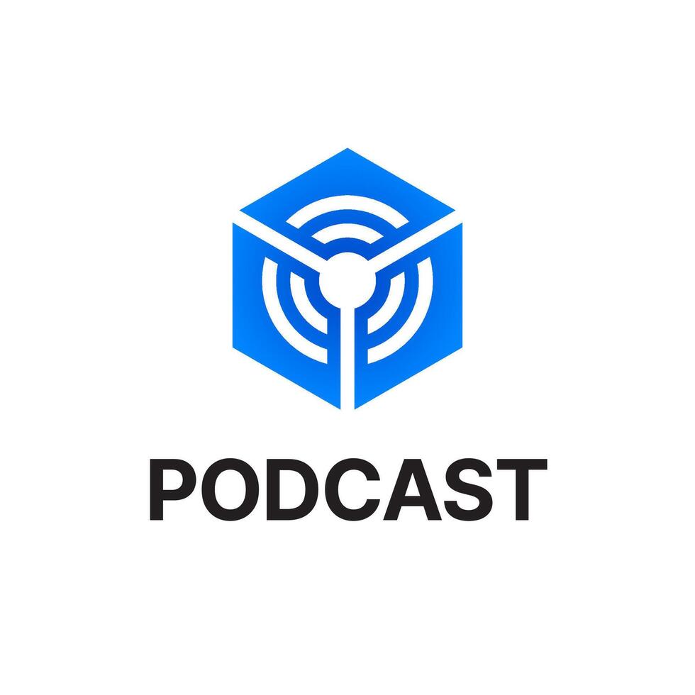 podcast Vinka ljud signal logotyp vektor