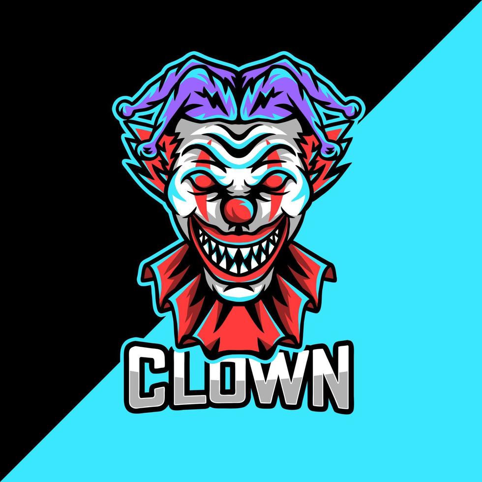 Clown Esport Maskottchen Illustration Logo vektor