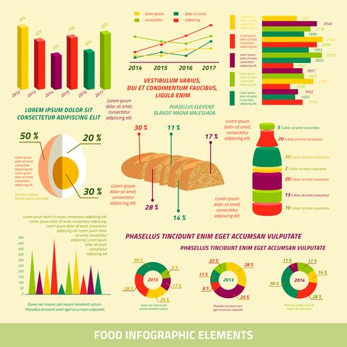 Flache Gestaltungselemente der Lebensmittelinfografiken vektor