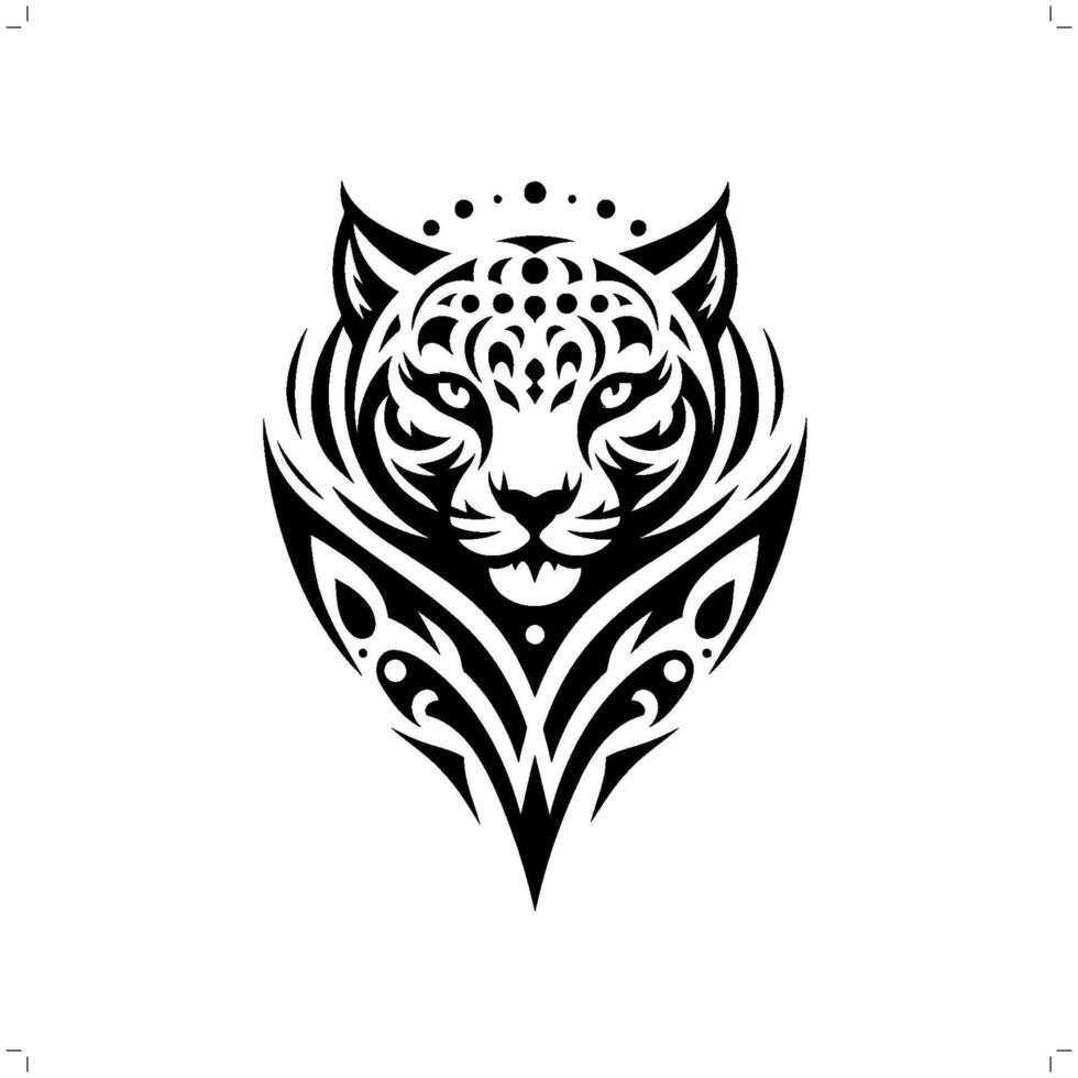 jaguar, snö leopard, panter i modern stam- tatuering, abstrakt linje konst av djur, minimalistisk kontur. vektor