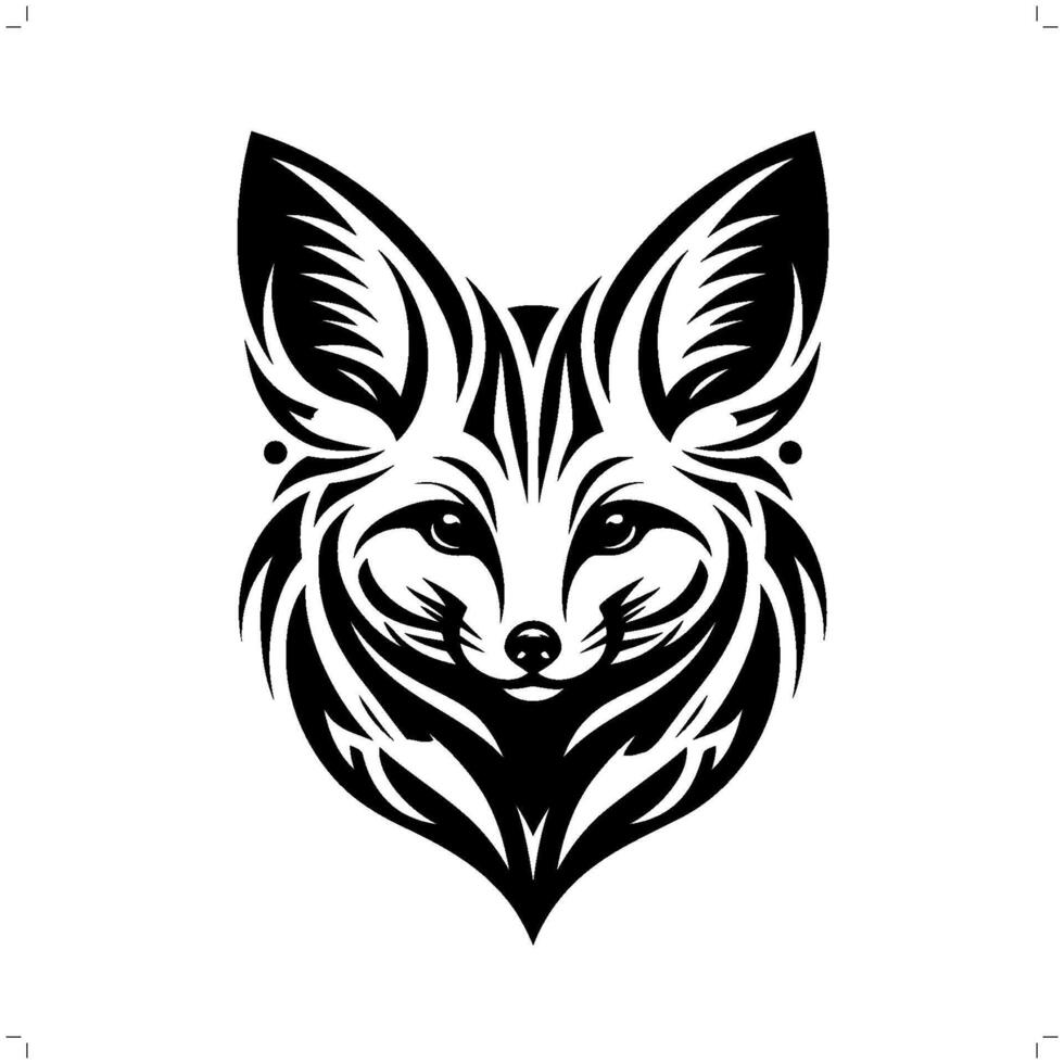 fennec Fuchs Fuchs im modern Stammes- Tätowierung, abstrakt Linie Kunst von Tiere, minimalistisch Kontur. vektor