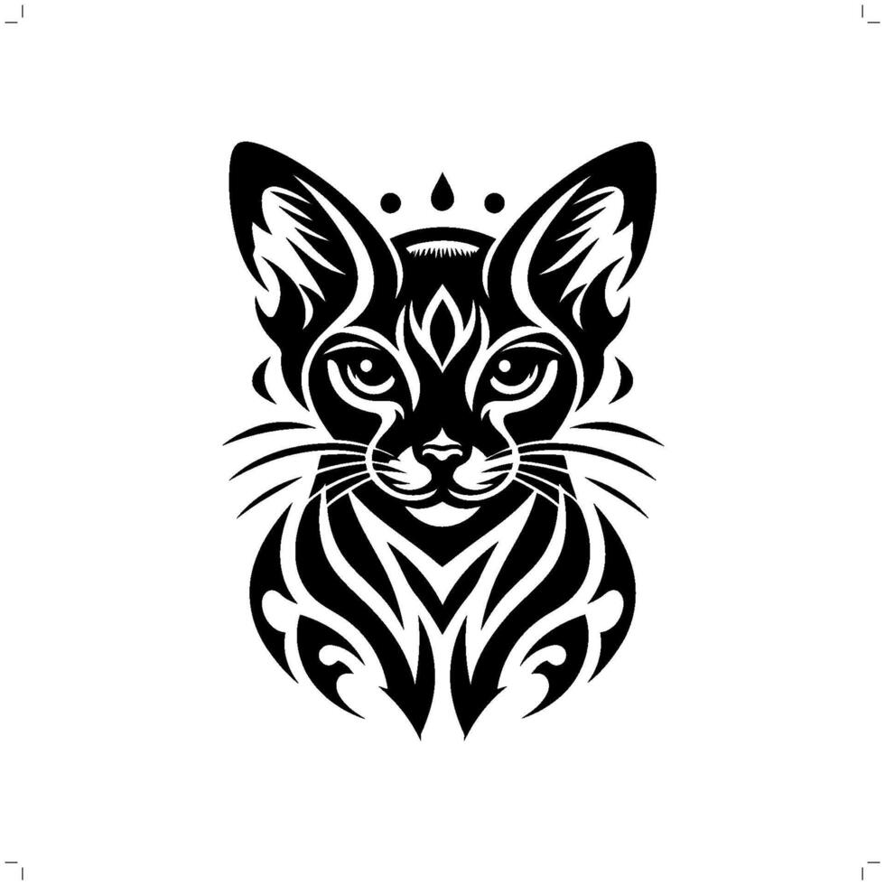siamese katt i modern stam- tatuering, abstrakt linje konst av djur, minimalistisk kontur. vektor