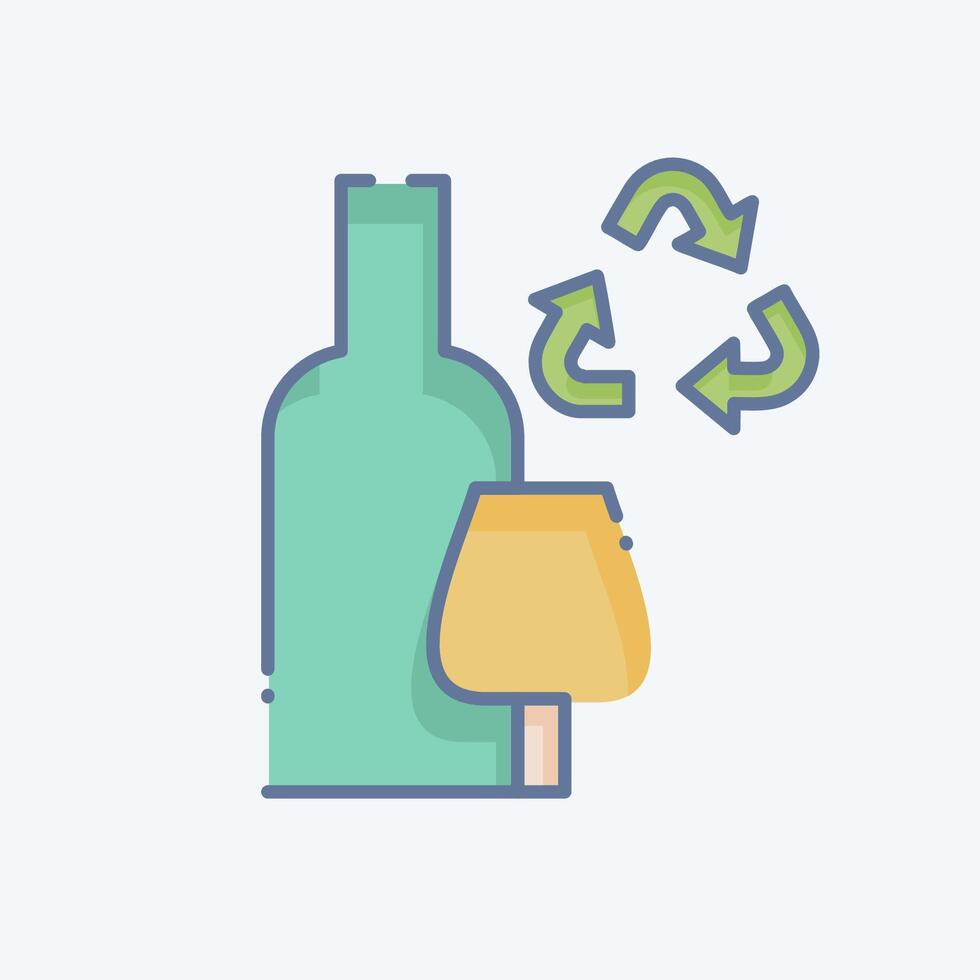 Symbol Glas Recycling. verbunden zu Recycling Symbol. Gekritzel Stil. einfach Design Illustration vektor