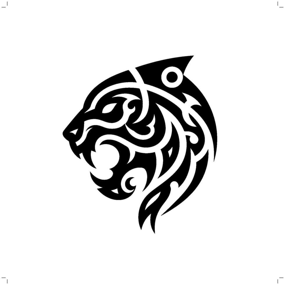 Jaguar, Leopard, Panther im modern Stammes- Tätowierung, abstrakt Linie Kunst von Tiere, minimalistisch Kontur. vektor