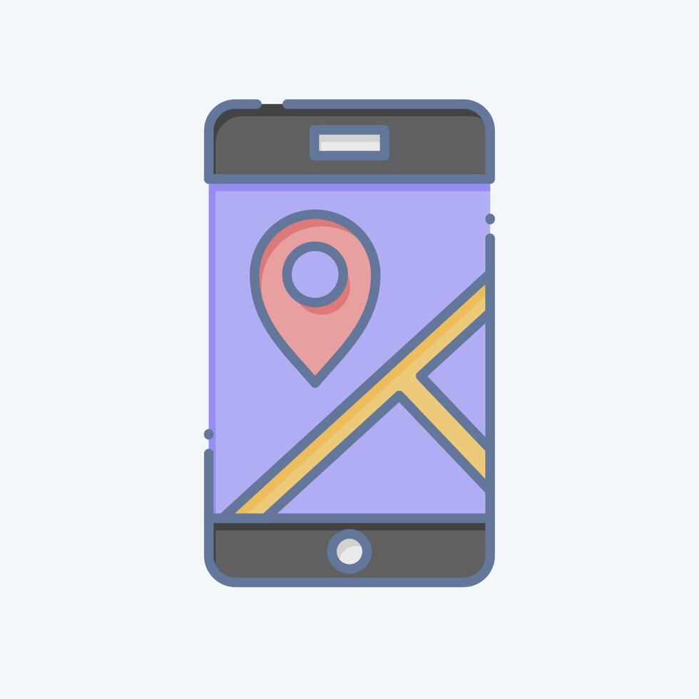 Symbol Handy, Mobiltelefon GPS. verbunden zu Navigation Symbol. Gekritzel Stil. einfach Design Illustration vektor