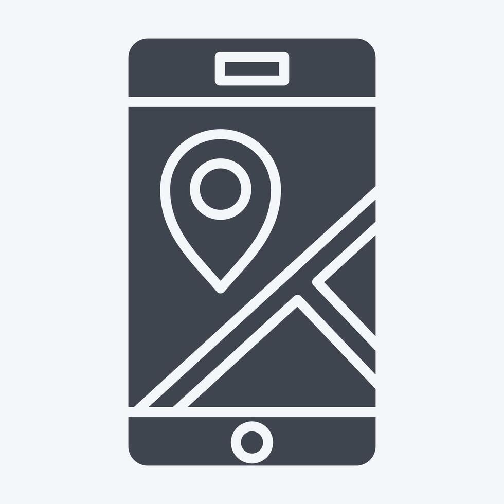 Symbol Handy, Mobiltelefon GPS. verbunden zu Navigation Symbol. Glyphe Stil. einfach Design Illustration vektor