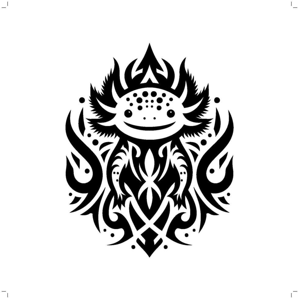 axolotl i modern stam- tatuering, abstrakt linje konst av djur, minimalistisk kontur. vektor