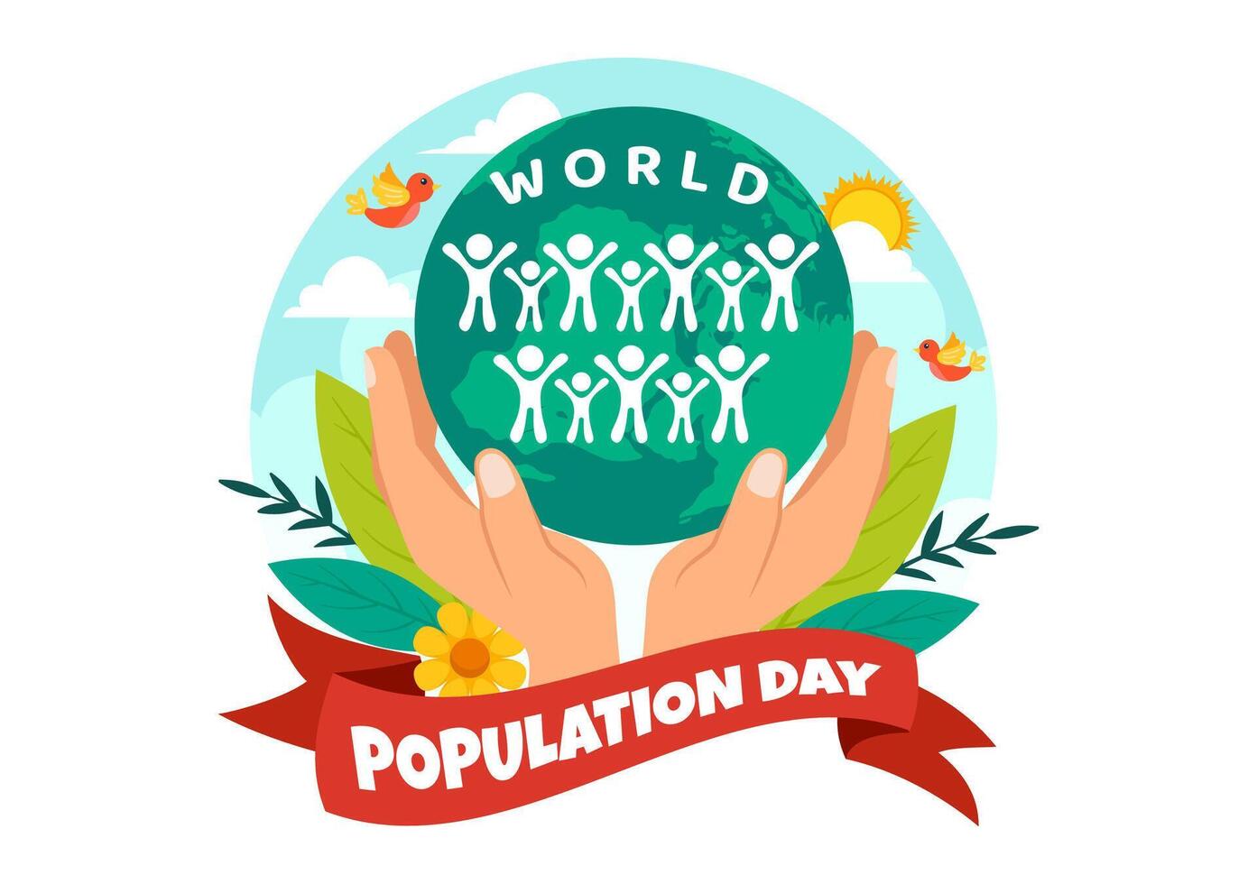 Welt Population Tag Illustration auf 11 .. Juli zu erziehen Bewusstsein von global Bevölkerungen Probleme im eben Kinder Karikatur Hintergrund vektor