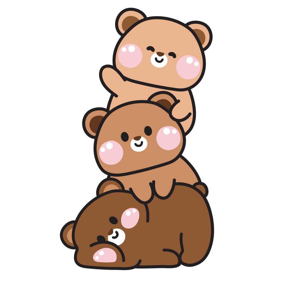 süß Teddy Bär bleibe auf oben jeder andere Gruß.wild Tier Charakter Karikatur design.image zum Karte, Poster, Aufkleber, Baby Kleidung, t Hemd drucken Bildschirm. Entspannen. Liegen. Kawaii. Illustration. vektor