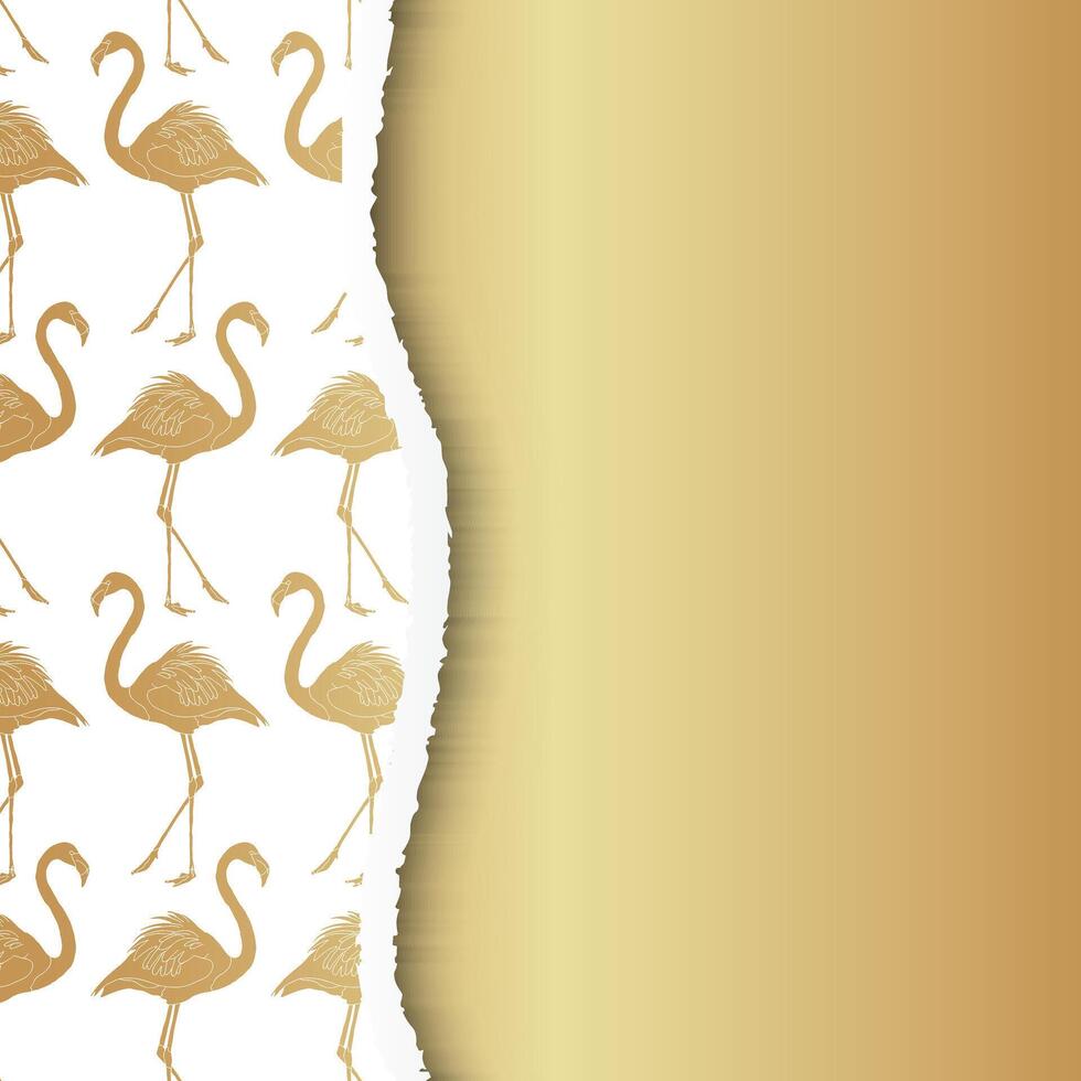 elegant guld flamingo bakgrund design baner vektor