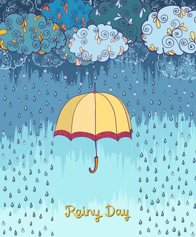 Doodles regniga väder dekorativa affischen vektor