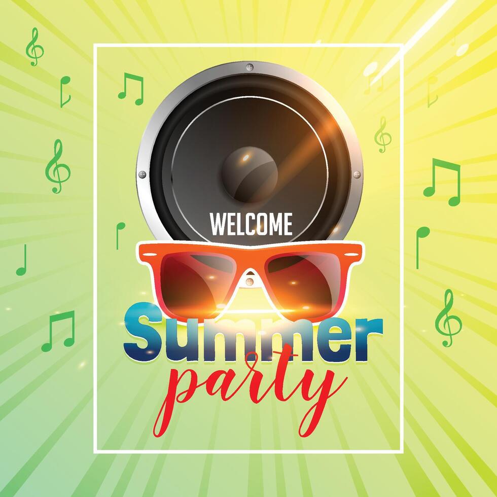 Sommer- Party Flyer Design mit Lautsprecher vektor