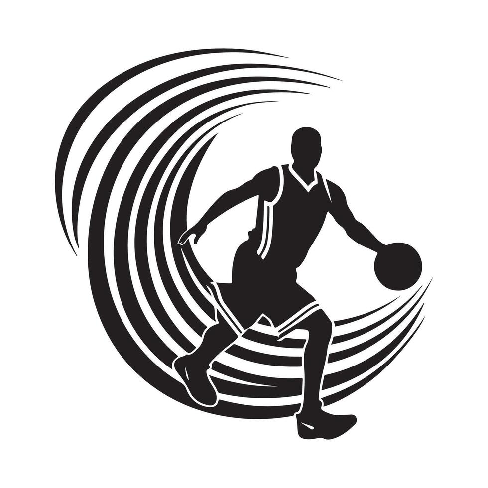 basketboll spelare logotyp silhuett design på vit bakgrund vektor