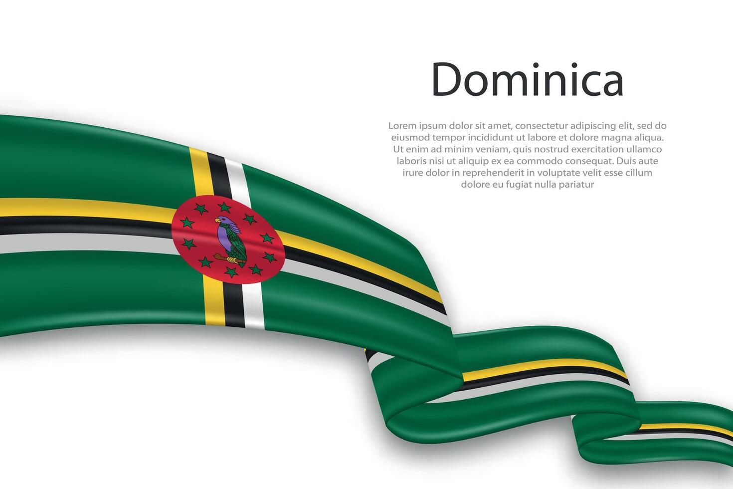 abstrakt vågig flagga av dominica på vit bakgrund vektor