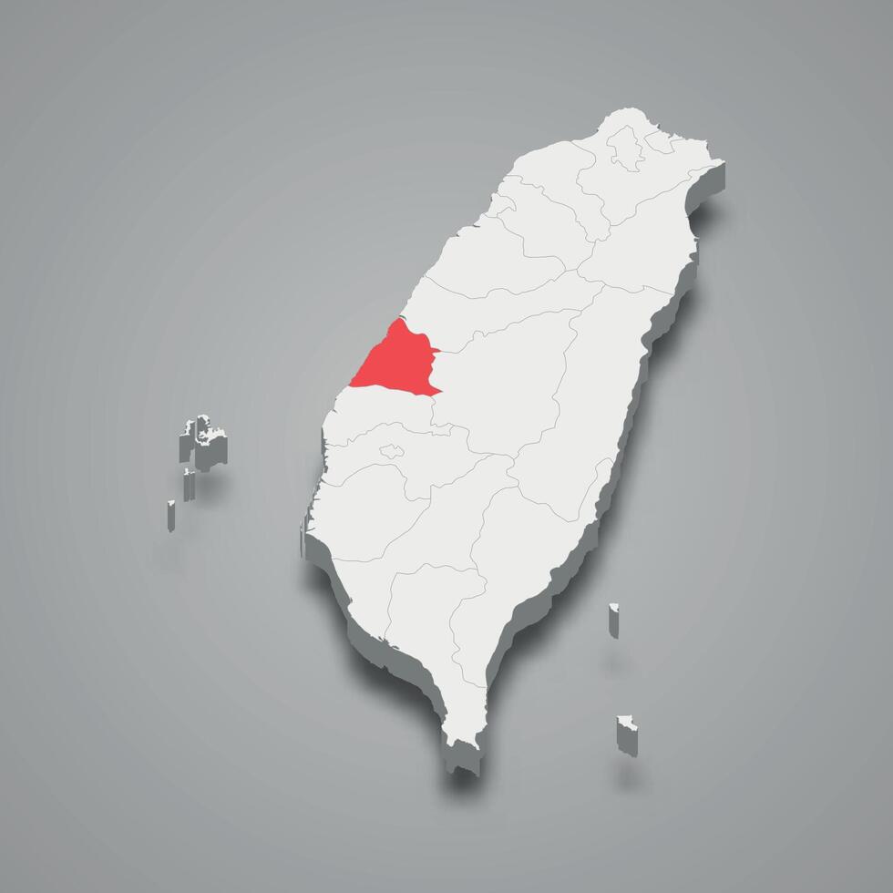 changhua grevskap division plats inom taiwan 3d Karta vektor