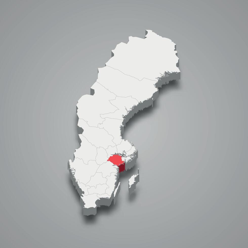 södermanland område plats inom Sverige 3d Karta vektor